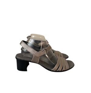New Munro Hallie Womens Size 11 Taupe Metallic Block Heel Sandals